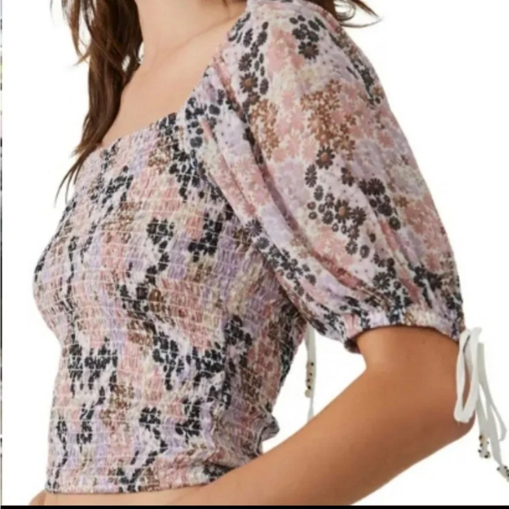 NWT Free People Back on Top Smocked Floral Crop Top $98